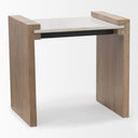 Athens Light Brown Wood w White Marble Accent Table - Default Title