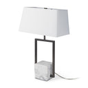 Peyton 140L x 90W x 262H Black Metal WMarble Cube and White Shade Table Lamp - Default Title