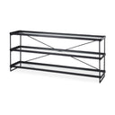 Trey 720L x 160W x 300H Black Metal WGlass Console Table - Default Title