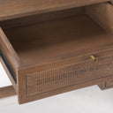 Grier 60 Medium Brown Solid Wood W Cane Office Desk - Default Title