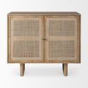 Grier 36 Light Brown Wood w Cane 2 Door Accent Cabinet - Default Title