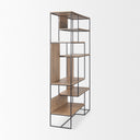 Morris 470L x 150W x 750H Light Brown Wood w Black Metal Frame 6-Tier Shelving Unit - Default Title