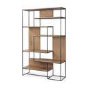 Morris 470L x 150W x 750H Light Brown Wood w Black Metal Frame 6-Tier Shelving Unit - Default Title