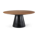 Mitchell Black Metal Pedestal Base with Brown Wood Top Dining Table 630L x 630W x 300H - Default Title