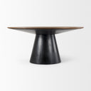 Mitchell Black Metal Pedestal Base with Brown Wood Top Dining Table 630L x 630W x 300H - Default Title