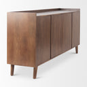 Lillie Medium Brown Wood 4 Door Tray Top Sideboard - Default Title