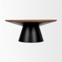 Mitchell 400L x 400W x 160H Black Metal Pedestal Base with Brown Wood Top Coffee Table - Default Title