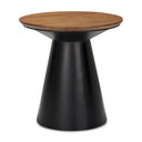 Mitchell 220L x 220W x 230H Black Metal Pedetal Base with Brown Wood Top Side Table - Default Title