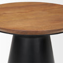 Mitchell 220L x 220W x 230H Black Metal Pedetal Base with Brown Wood Top Side Table - Default Title