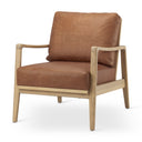 Raeleigh 280L x 341W x 344H Cognac Leather W Light Brown Wood Frame Accent Chair - Default Title