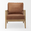 Raeleigh 280L x 341W x 344H Cognac Leather W Light Brown Wood Frame Accent Chair - Default Title