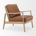 Raeleigh 280L x 341W x 344H Cognac Leather W Light Brown Wood Frame Accent Chair - Default Title