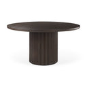 Terra 60L x 60W x 30H Dark Brown Wood Round Fluted Dining Table - Default Title