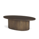 Terra 48L x 28W x 15H Dark Brown Wood Oval Fluted Coffee Table - Default Title