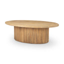 Terra 48L x 28W x 15H Light Brown Wood Oval Fluted Coffee Table - Default Title