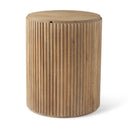 Terra 18L x 18W x 22H Light Brown Wood Fluted Round Side Table - Default Title