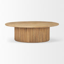 Terra 48L x 28W x 15H Light Brown Wood Oval Fluted Coffee Table - Default Title