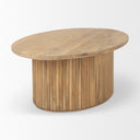 Terra 48L x 28W x 15H Light Brown Wood Oval Fluted Coffee Table - Default Title