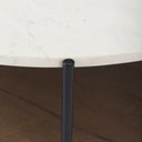 Larkin 42 Round Two-Tier White Marble Top and Solid Wood Shelf w Black Metal Frame Coffee Table - Default Title