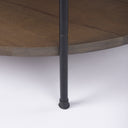 Larkin 42 Round Two-Tier White Marble Top and Solid Wood Shelf w Black Metal Frame Coffee Table - Default Title