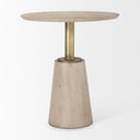 Maxwell 32 Round Light Wood Tabletop Base w Gold Metal Accent Pedestal Bistro Table - Default Title