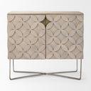 Excelsior 360L x 180W x 325H Light Brown Wood Gold Iron Base Accent Cabinet - Default Title