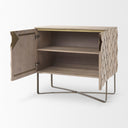 Excelsior 360L x 180W x 325H Light Brown Wood Gold Iron Base Accent Cabinet - Default Title