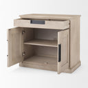 Braxton 335L x 185W x 315H Beige Wood WBlack Accents 2 Door Accent Cabinet - Default Title