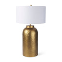 Leo 180L x 180W x 310H Gold Hammered WWhite Fabric Shade Table Lamp - Default Title