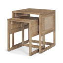 Grier Set of 2 Light Brown Solid Wood w Cane Nesting Accent Tables - Default Title