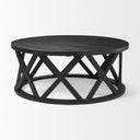 Forsey 280L x 453W x 180H Black Solid Wood Round Coffee Table - Default Title
