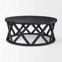 Forsey 280L x 453W x 180H Black Solid Wood Round Coffee Table - Default Title