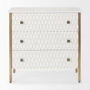 Savannah White Fir Veneer w Gold Metal 3-Drawer Accent Cabinet - Default Title
