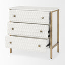 Savannah White Fir Veneer w Gold Metal 3-Drawer Accent Cabinet - Default Title
