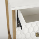 Savannah White Fir Veneer w Gold Metal 3-Drawer Accent Cabinet - Default Title