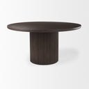 Terra 60L x 60W x 30H Dark Brown Wood Round Fluted Dining Table - Default Title