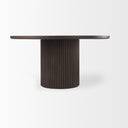 Terra 60L x 60W x 30H Dark Brown Wood Round Fluted Dining Table - Default Title