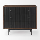 Grace 355L x 180W x 310H Medium Brown Wood WBlack Metal Frame 3 Drawer Accent Cabinet - Default Title