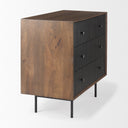 Grace 355L x 180W x 310H Medium Brown Wood WBlack Metal Frame 3 Drawer Accent Cabinet - Default Title