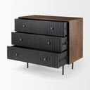 Grace 355L x 180W x 310H Medium Brown Wood WBlack Metal Frame 3 Drawer Accent Cabinet - Default Title