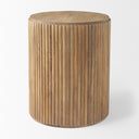 Terra 18L x 18W x 22H Light Brown Wood Fluted Round Side Table - Default Title