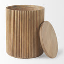 Terra 18L x 18W x 22H Light Brown Wood Fluted Round Side Table - Default Title