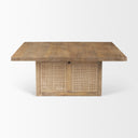 Grier 42 Square Light Brown Wood w Cane Coffee Table - Default Title