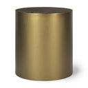 Eclipse Antique Brass Metal Drum Base w Dark Brown Wood Top EndSide Table - Default Title