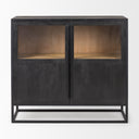 Sloan Black Wood WBlack Metal Frame Accent Cabinet - Default Title
