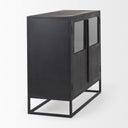 Sloan Black Wood WBlack Metal Frame Accent Cabinet - Default Title