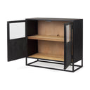 Sloan Black Wood WBlack Metal Frame Accent Cabinet - Default Title