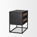 Sloan Black Wood WBlack Metal Frame Side Table - Default Title