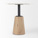 Maxwell 32 Round White Marble Tabletop w Blonde Wood Black Metal Accent Pedestal Bistro Table - Default Title