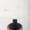 Maxwell 32 Round White Marble Tabletop w Blonde Wood Black Metal Accent Pedestal Bistro Table - Default Title
